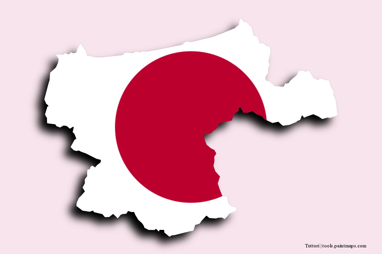 flag map of Tottori with 3D shadow effect