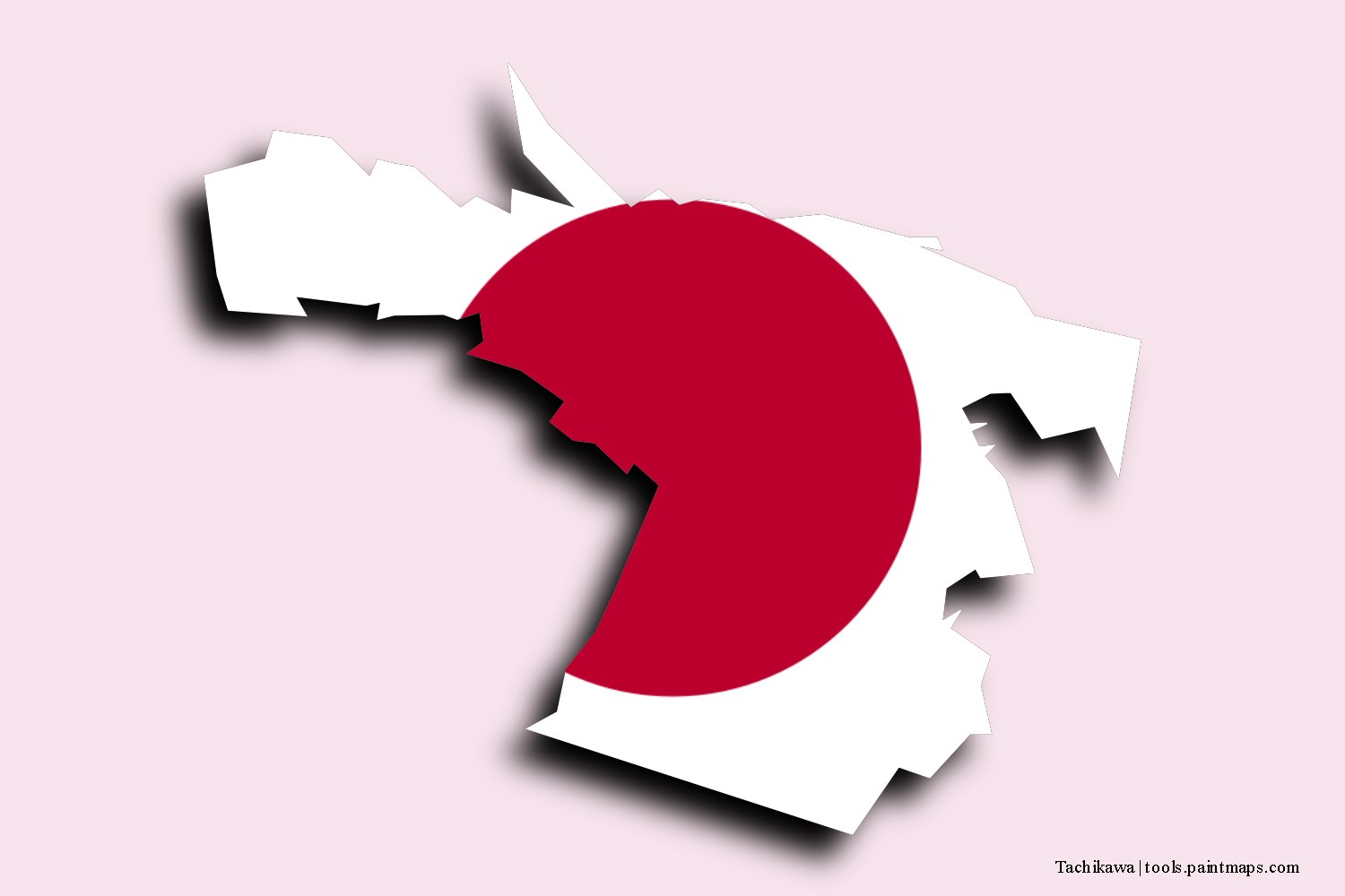 flag map of Tachikawa with 3D shadow effect