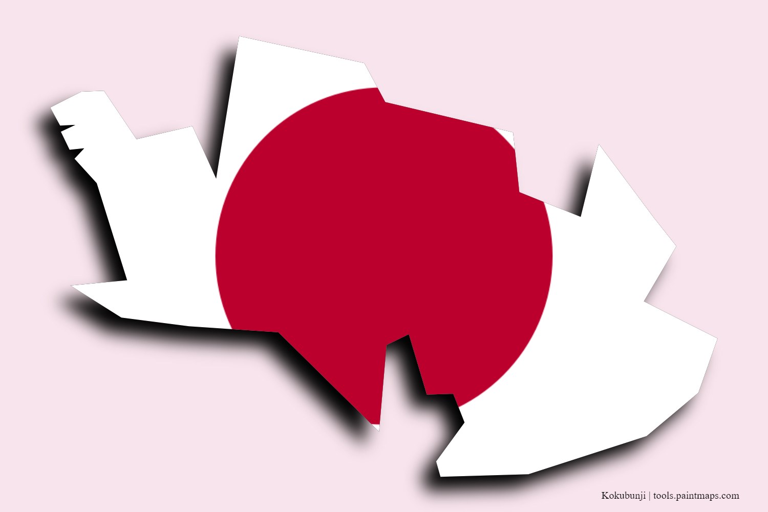 flag map of Kokubunji with 3D shadow effect