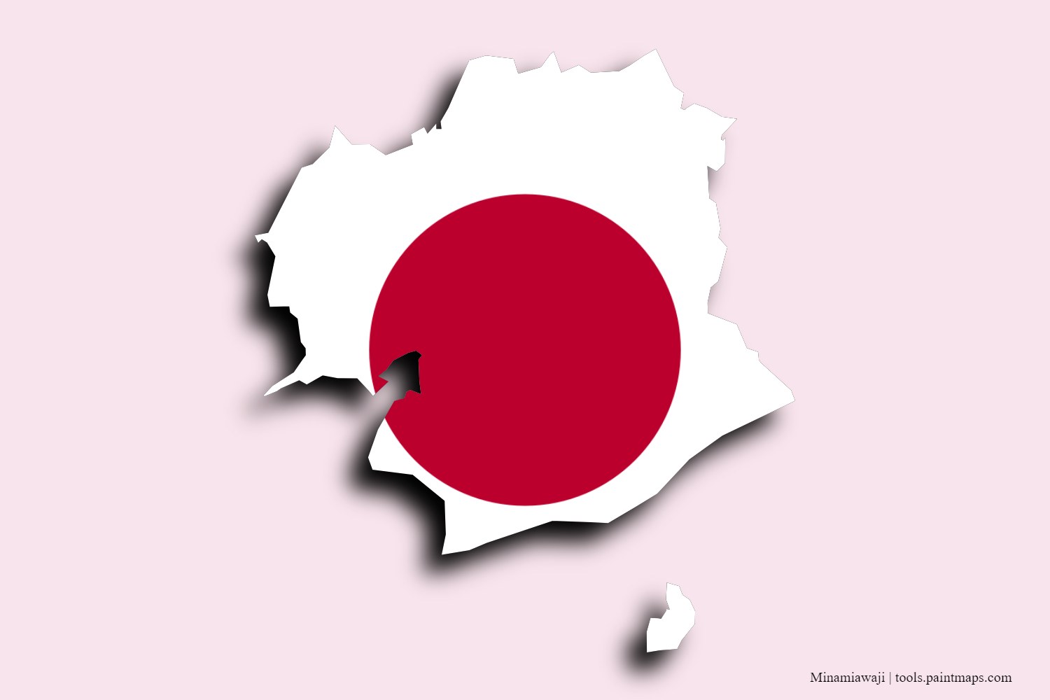 flag map of Minamiawaji with 3D shadow effect