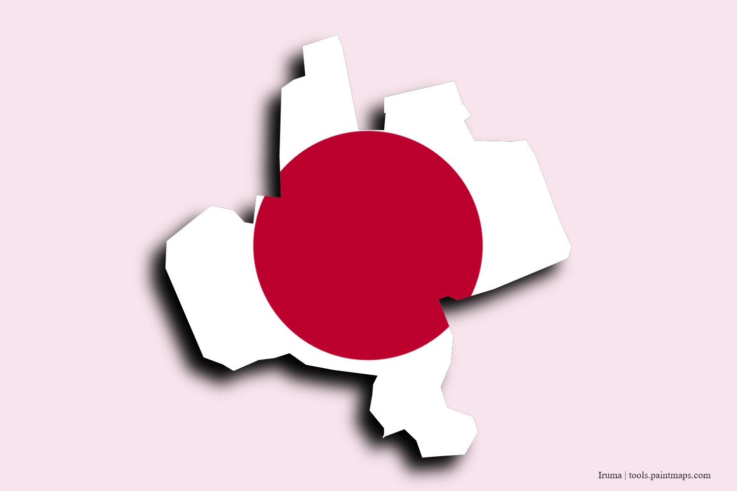 flag map of Iruma with 3D shadow effect