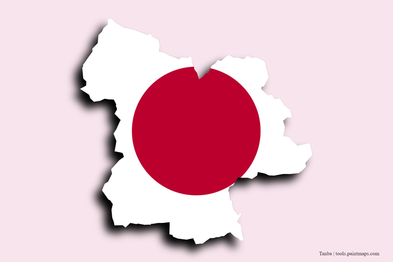 flag map of Tanba with 3D shadow effect