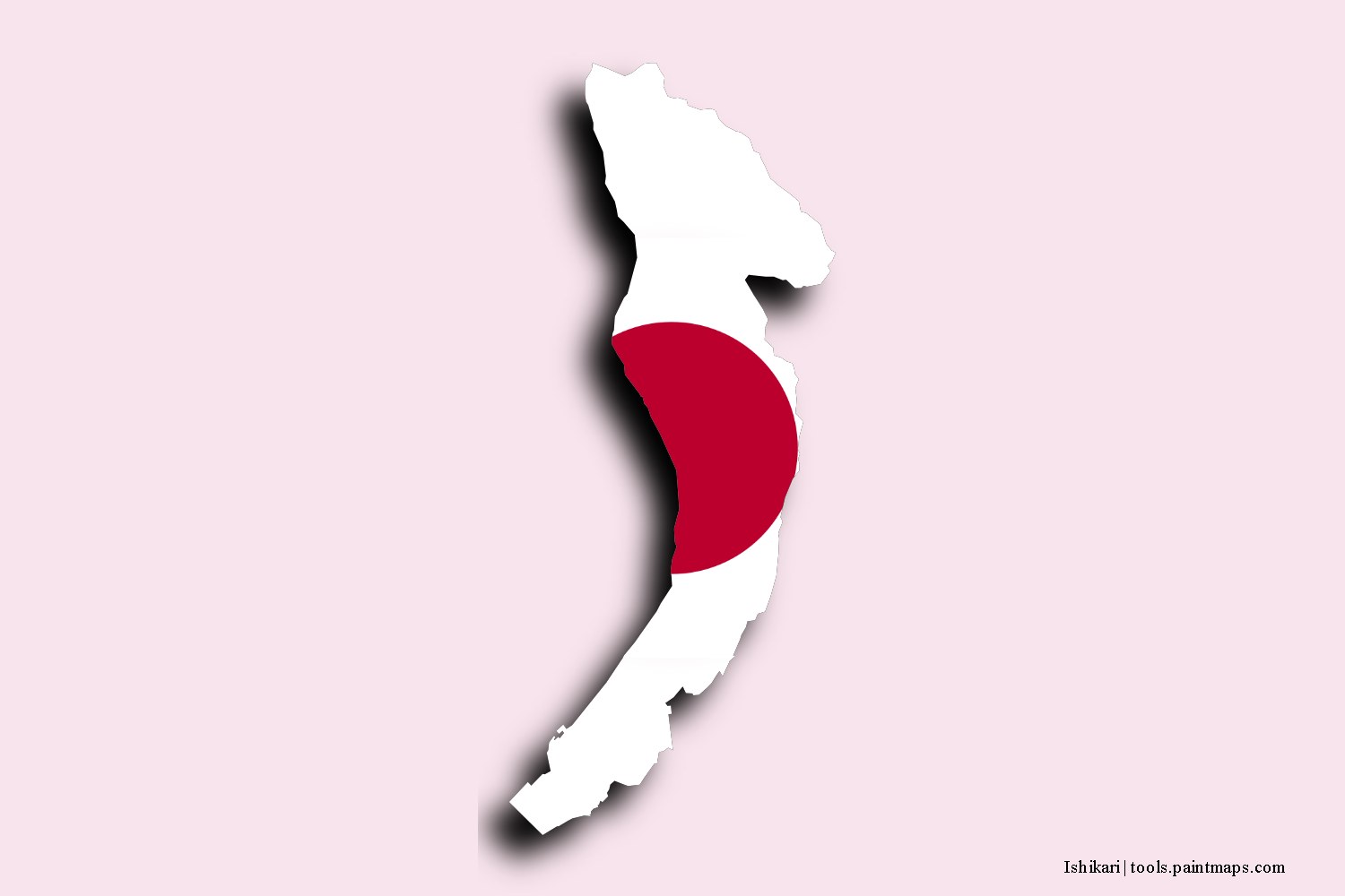 flag map of Ishikari with 3D shadow effect