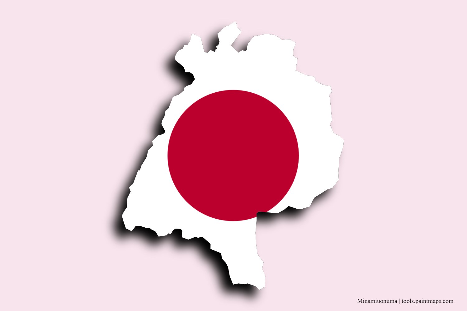 flag map of Minamiuonuma with 3D shadow effect