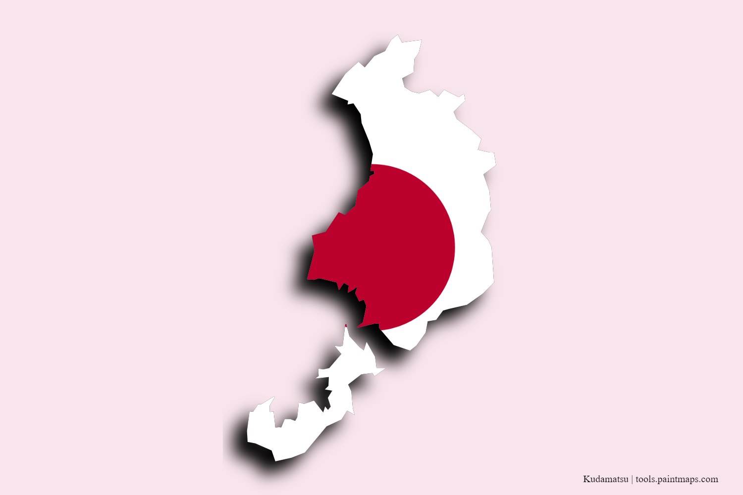 flag map of Kudamatsu with 3D shadow effect