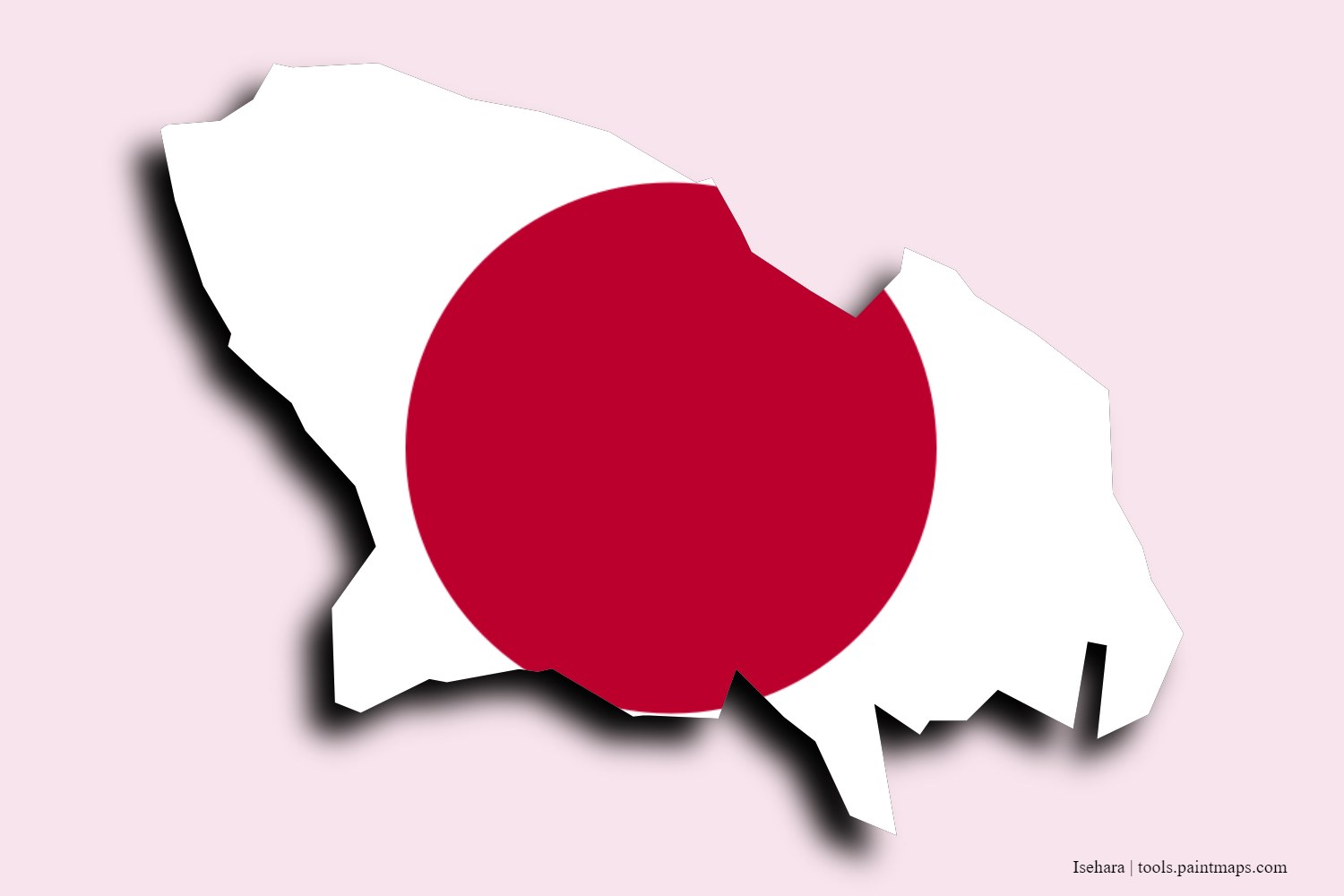 flag map of Isehara with 3D shadow effect