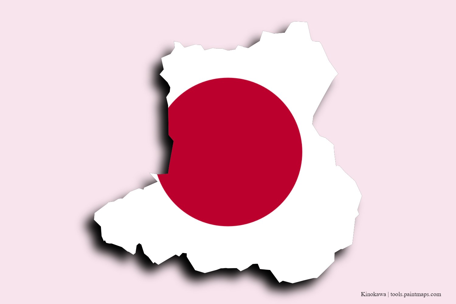 flag map of Kinokawa with 3D shadow effect