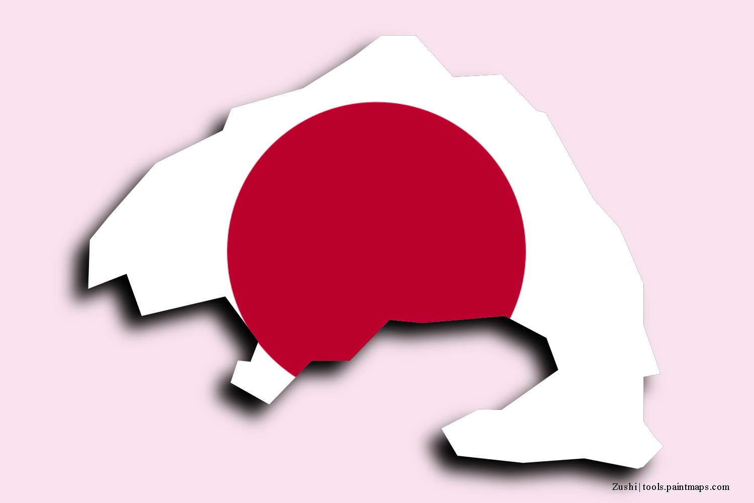 flag map of Zushi with 3D shadow effect