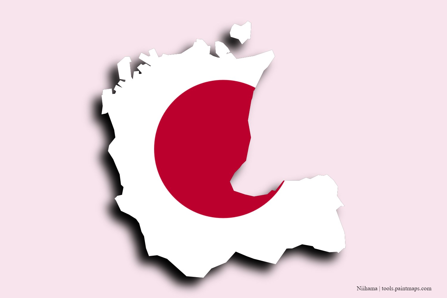 flag map of Niihama with 3D shadow effect