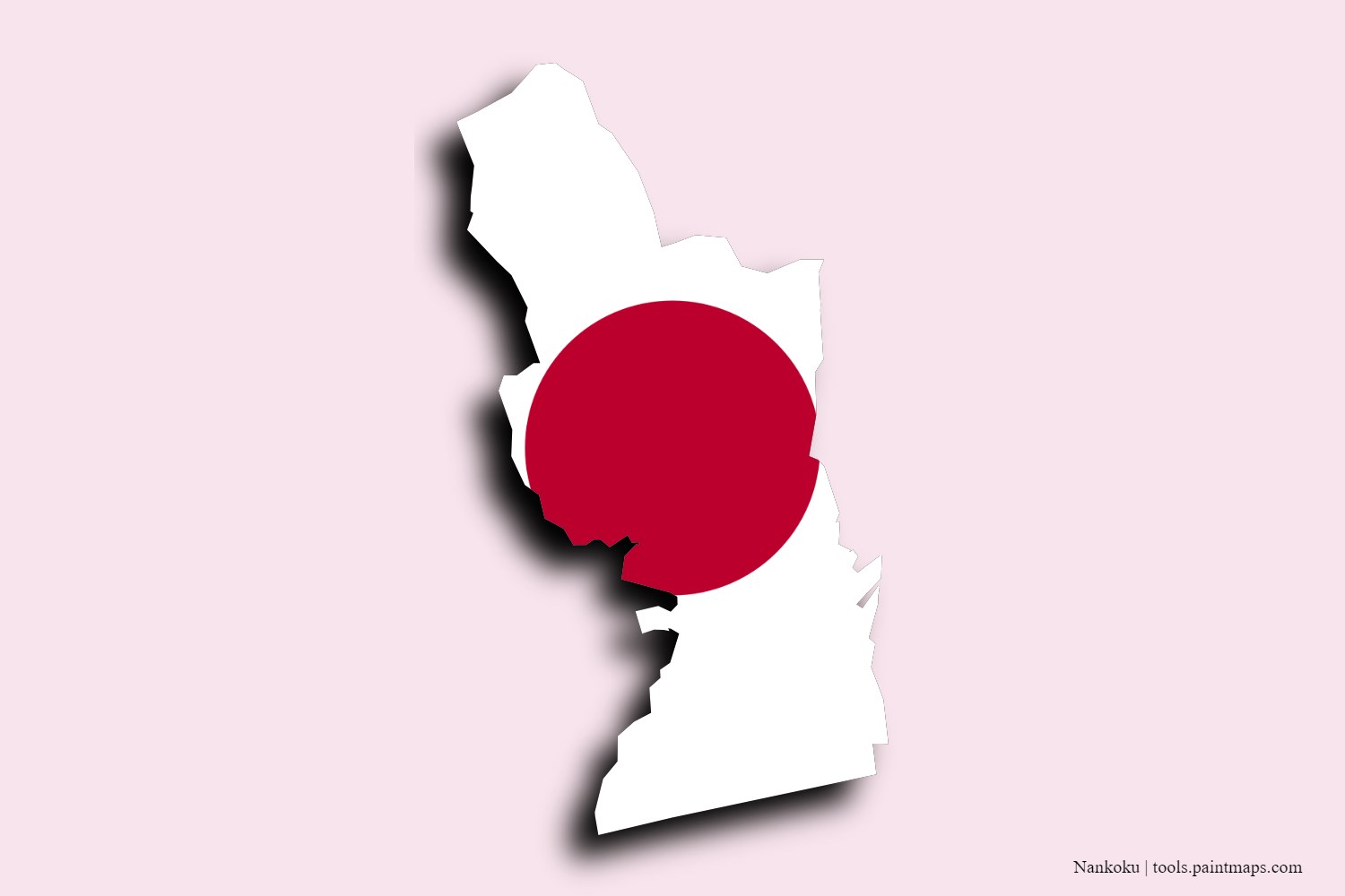 flag map of Nankoku with 3D shadow effect