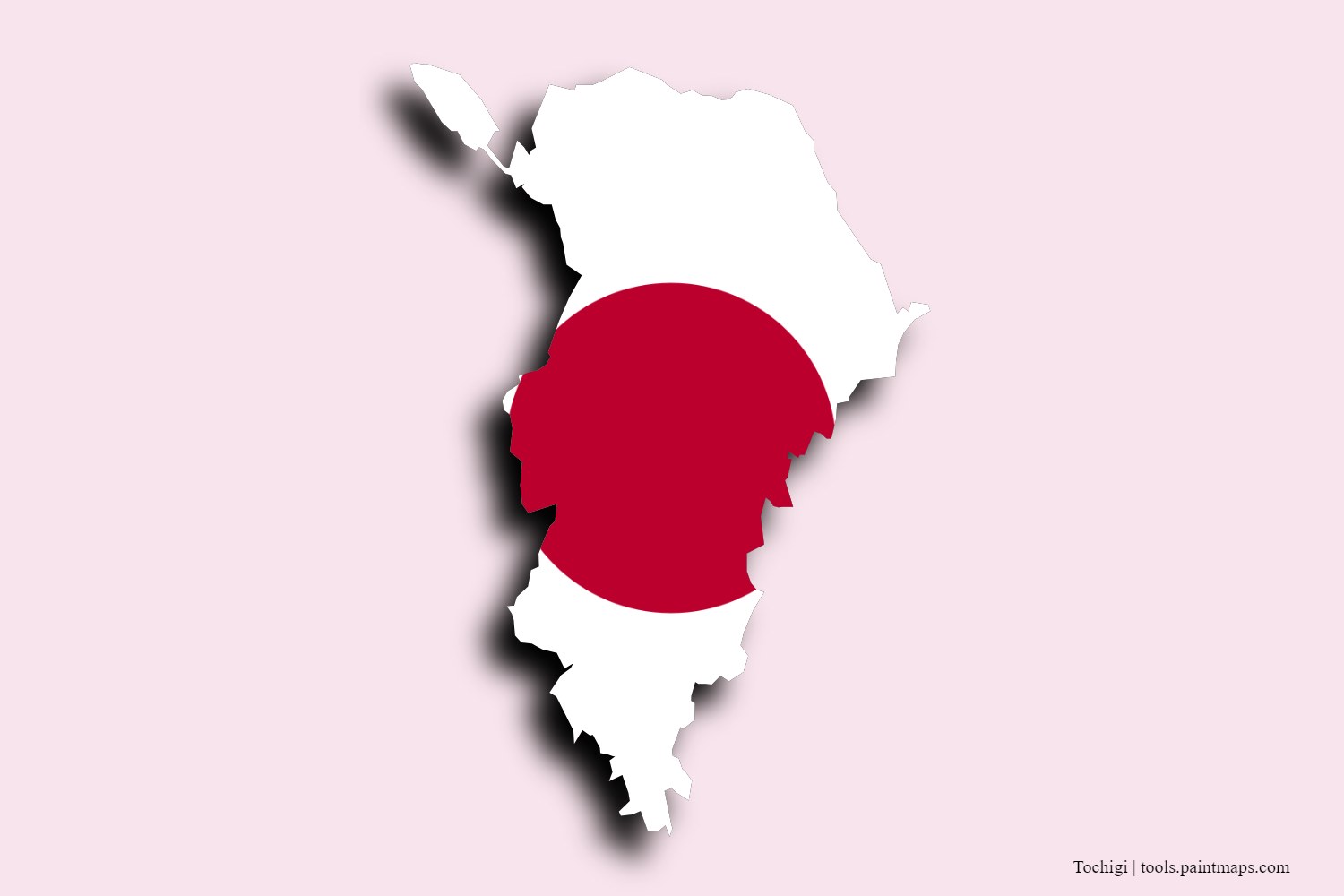 flag map of Tochigi with 3D shadow effect