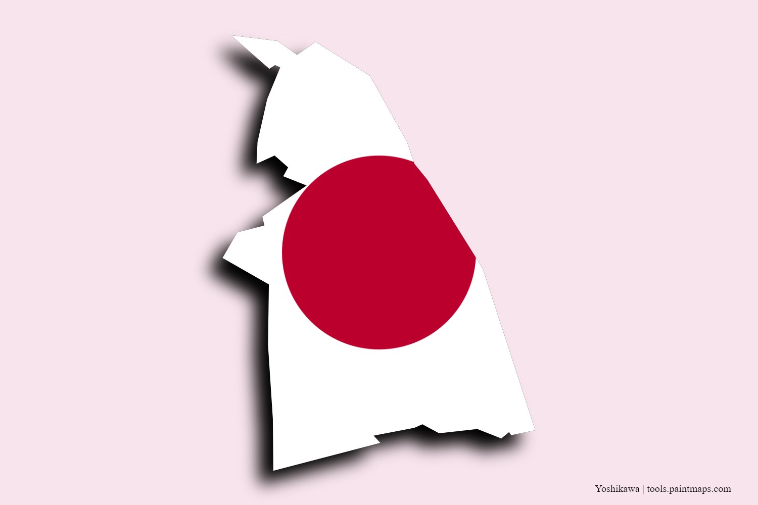 flag map of Yoshikawa with 3D shadow effect