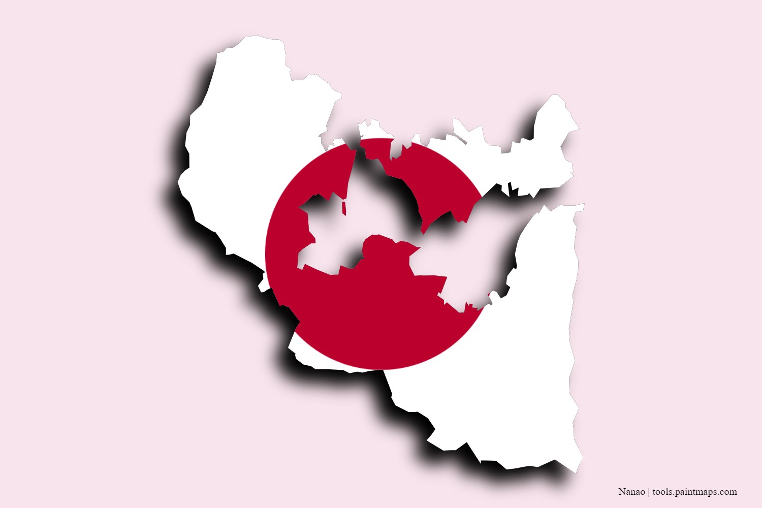 flag map of Nanao with 3D shadow effect