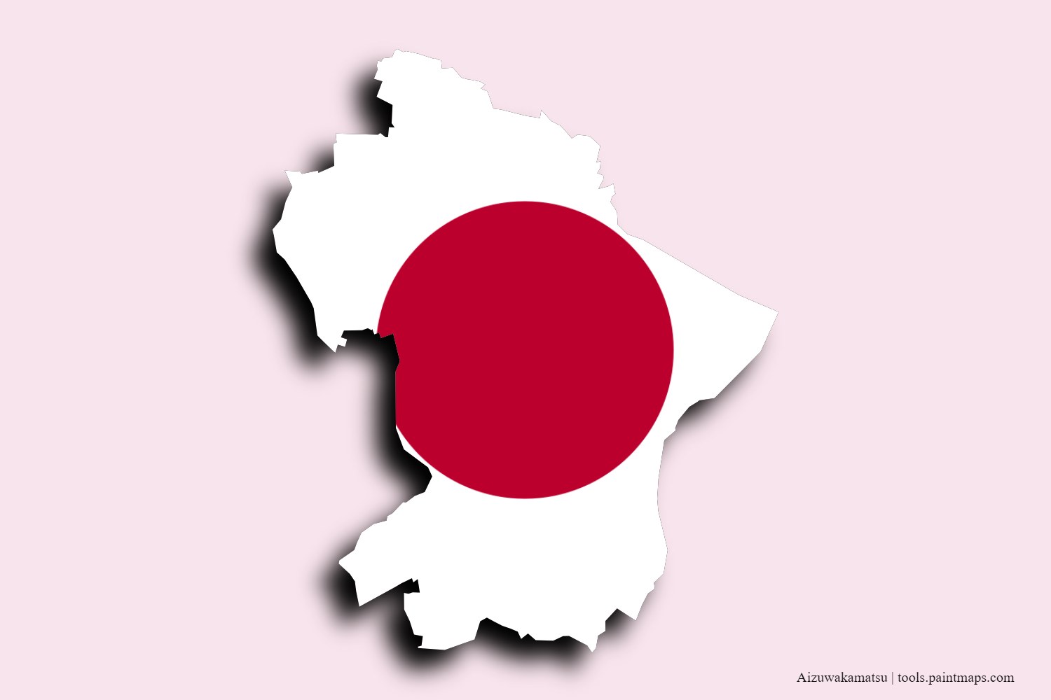 flag map of Aizuwakamatsu with 3D shadow effect