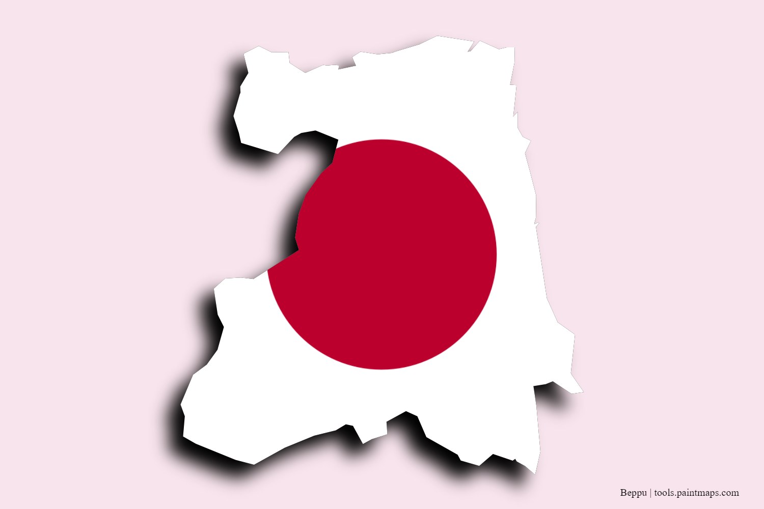 flag map of Beppu with 3D shadow effect