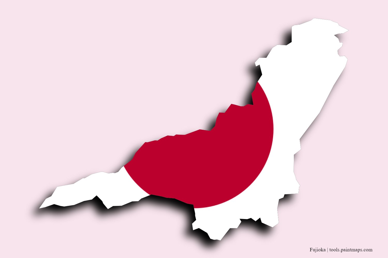 flag map of Fujioka with 3D shadow effect