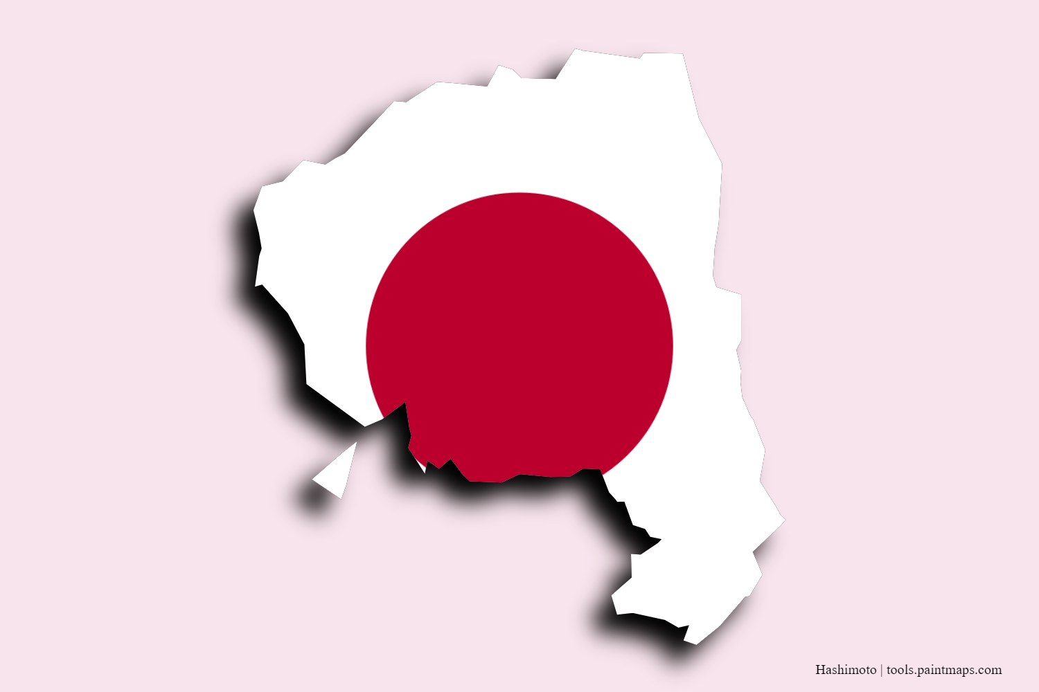 flag map of Hashimoto with 3D shadow effect