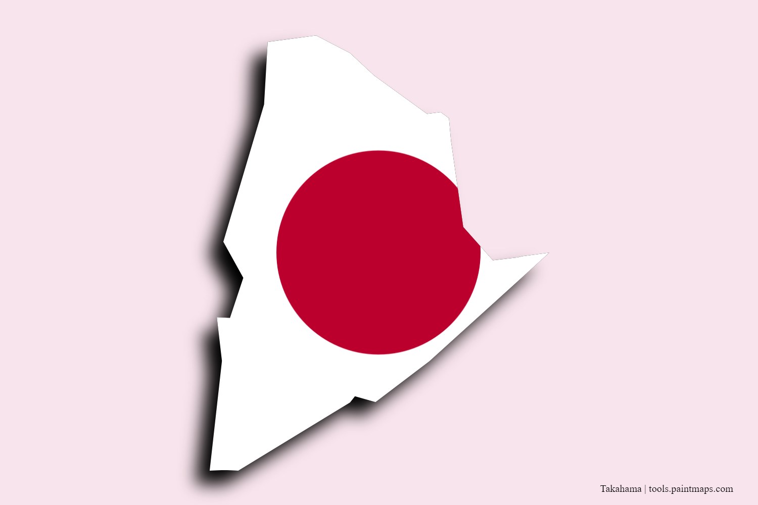 flag map of Takahama with 3D shadow effect