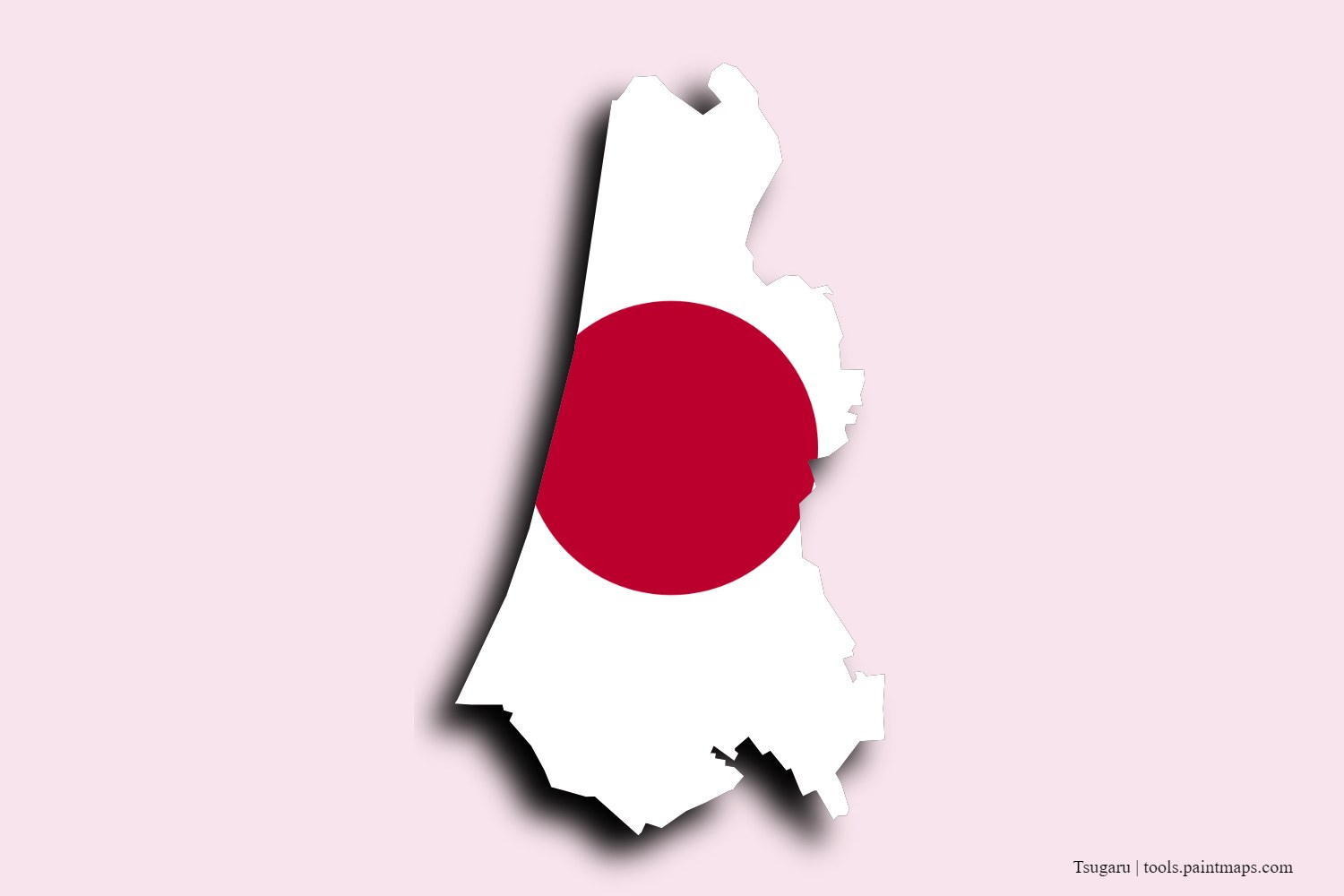 flag map of Tsugaru with 3D shadow effect