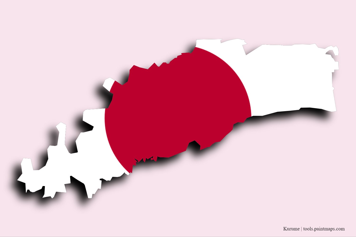 flag map of Kurume with 3D shadow effect