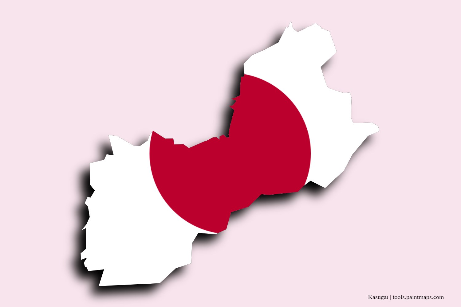 flag map of Kasugai with 3D shadow effect