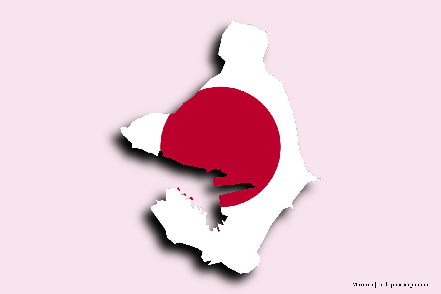 flag map of Muroran with 3D shadow effect