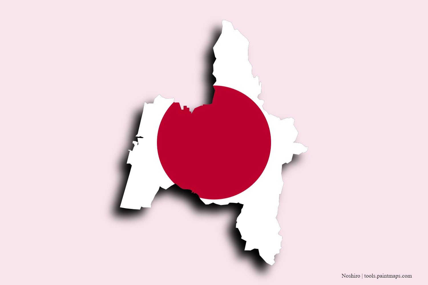 flag map of Noshiro with 3D shadow effect