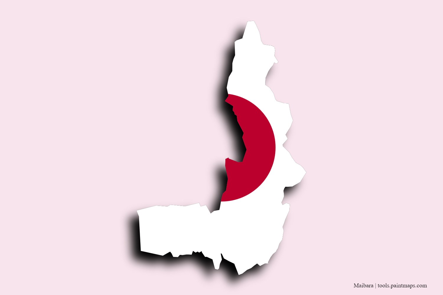 flag map of Maibara with 3D shadow effect