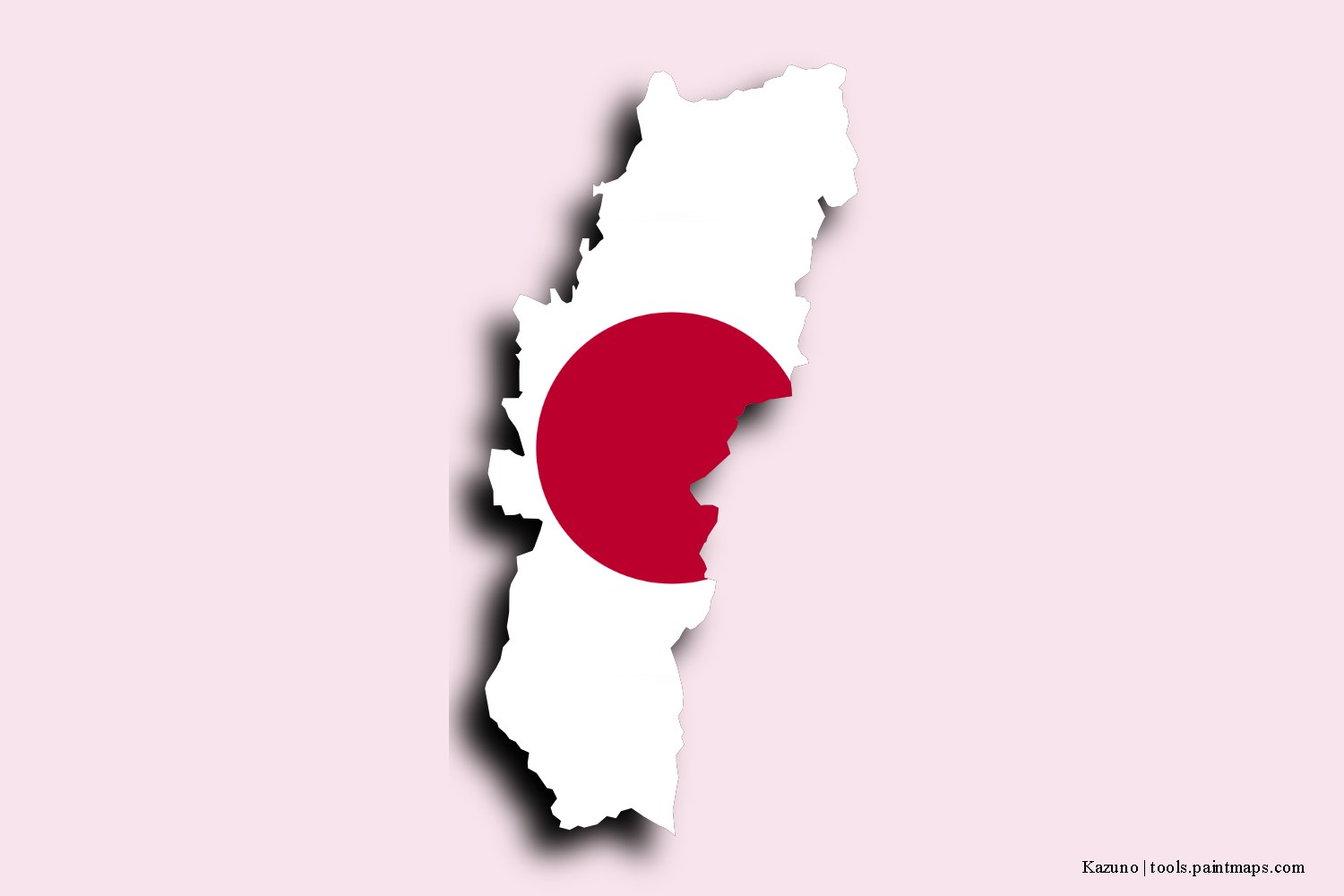 flag map of Kazuno with 3D shadow effect