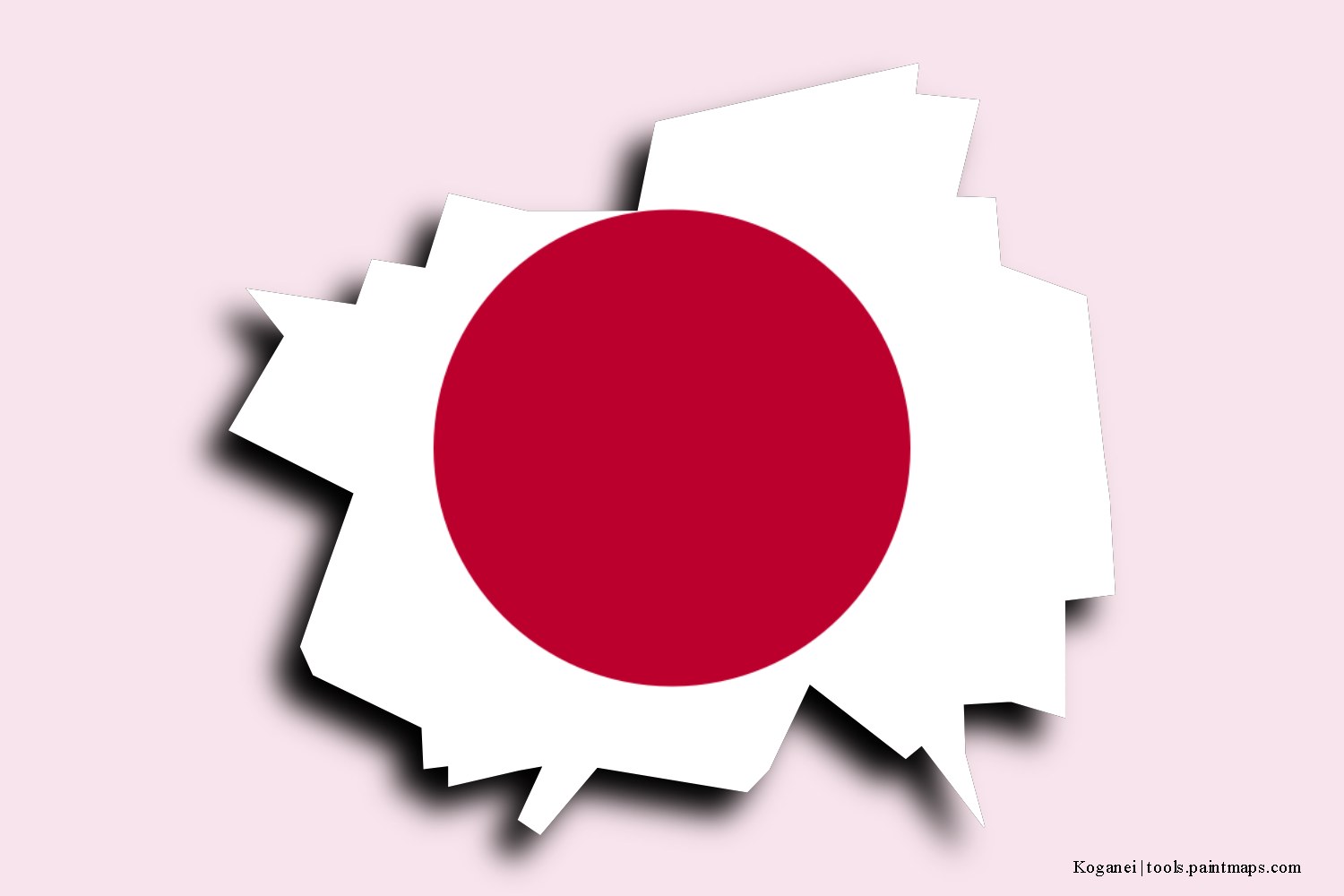 flag map of Koganei with 3D shadow effect