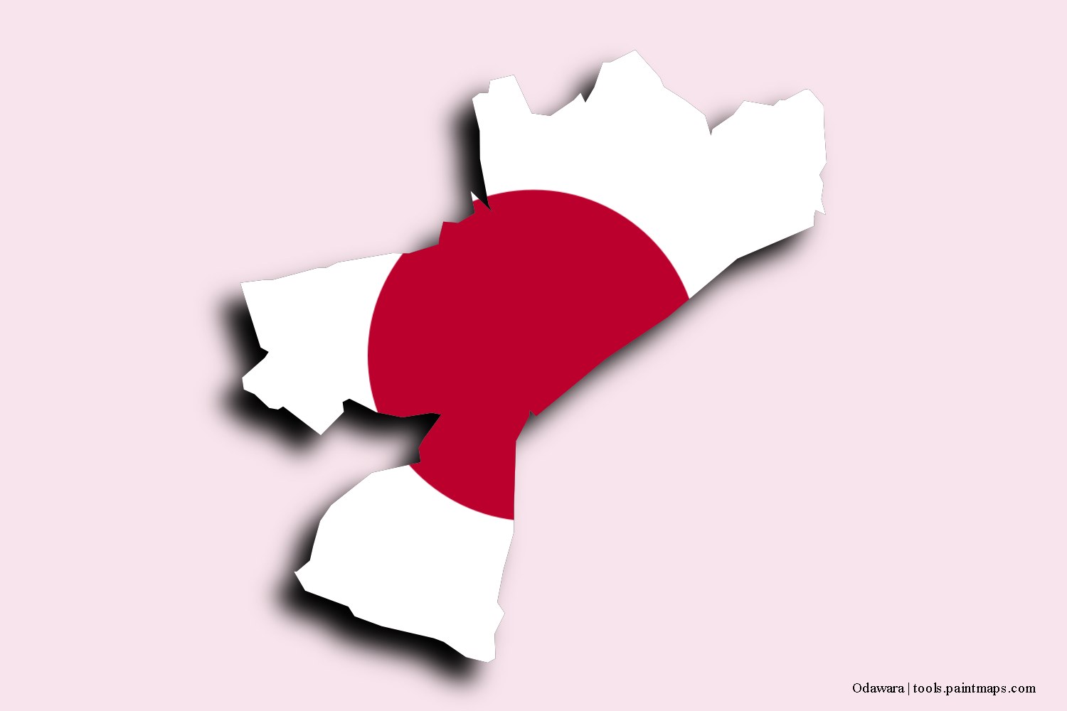 flag map of Odawara with 3D shadow effect