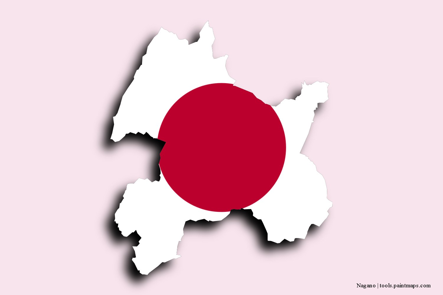 flag map of Nagano with 3D shadow effect