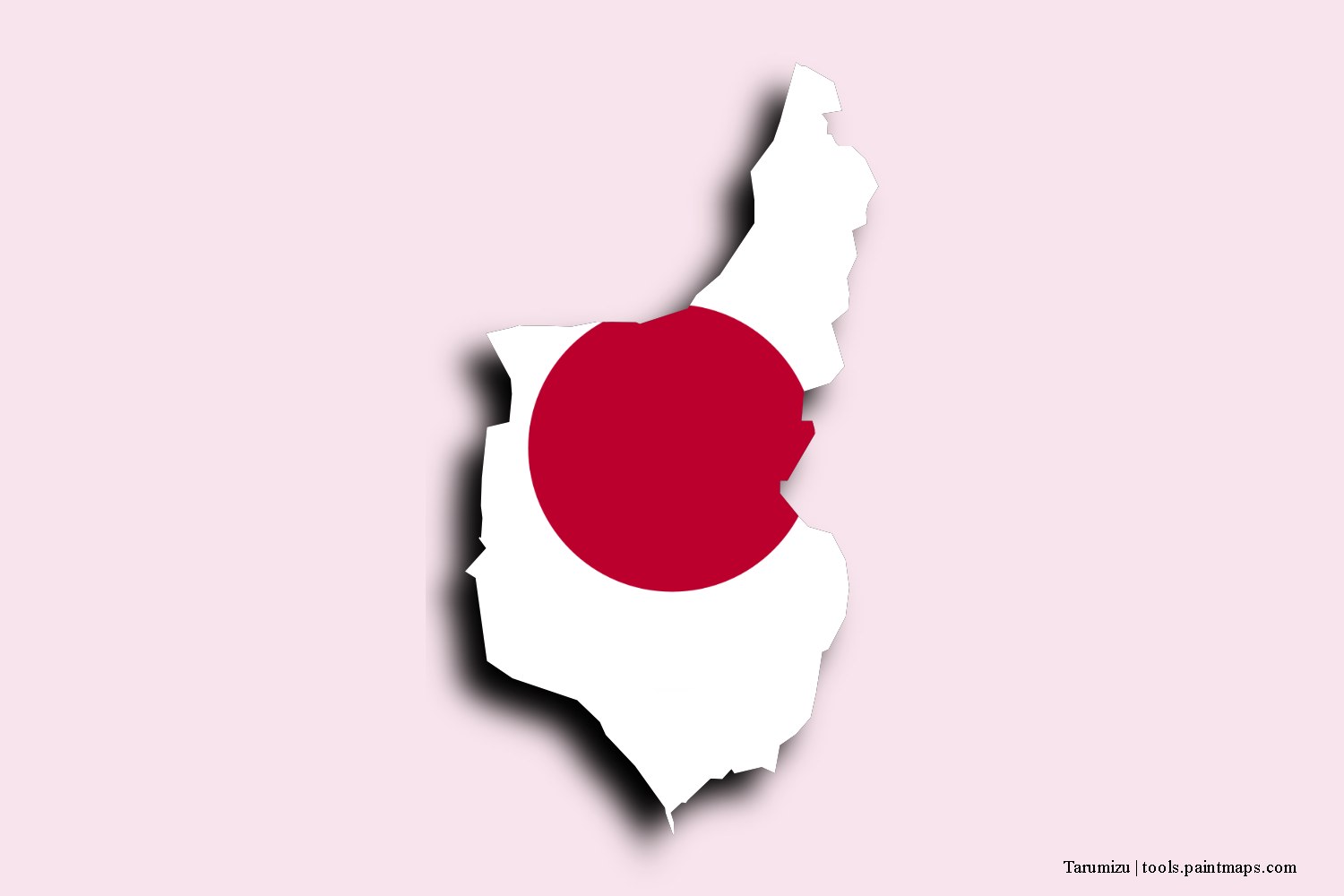 flag map of Tarumizu with 3D shadow effect