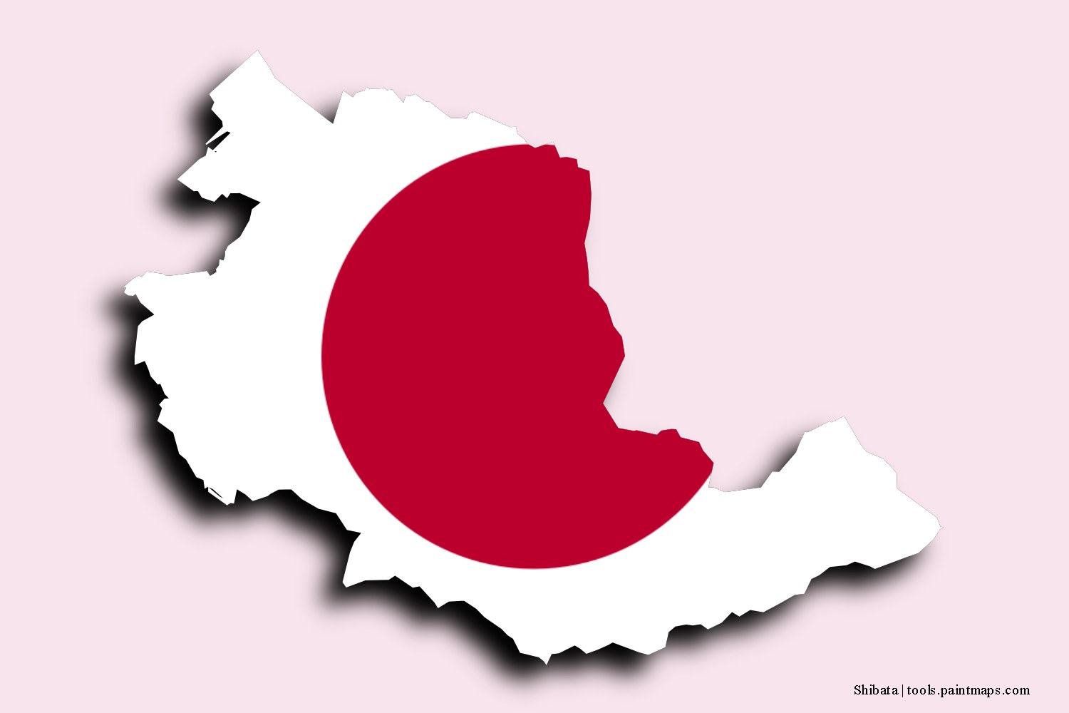 flag map of Shibata with 3D shadow effect