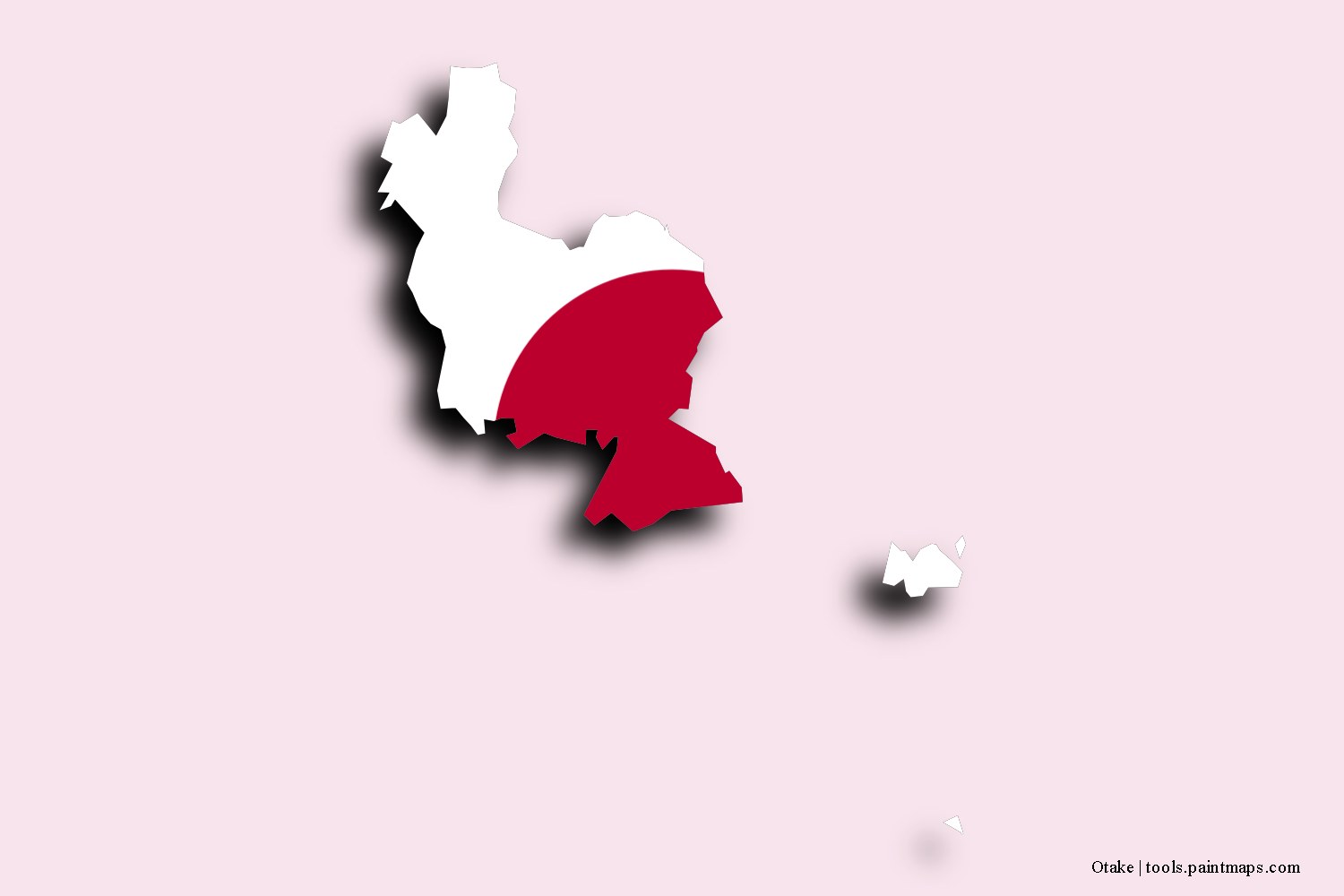 flag map of Otake with 3D shadow effect