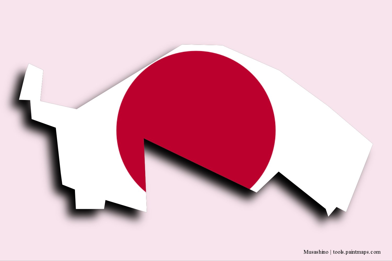 flag map of Musashino with 3D shadow effect