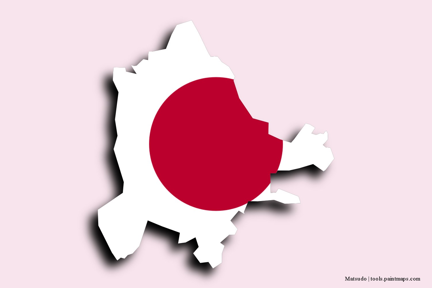 flag map of Matsudo with 3D shadow effect