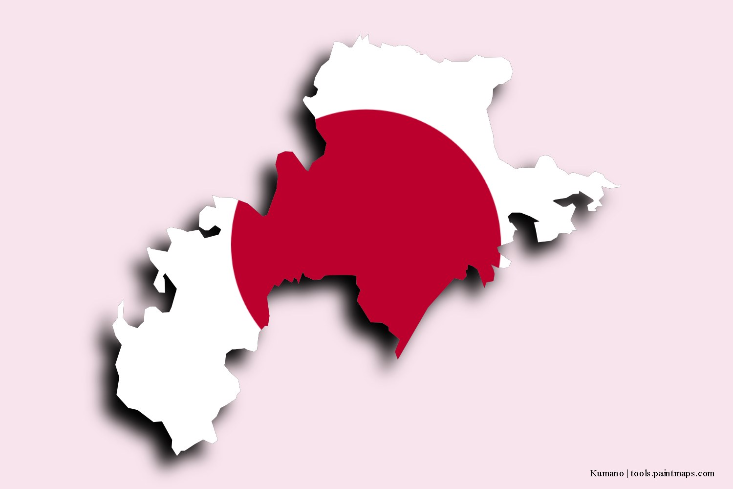 flag map of Kumano with 3D shadow effect