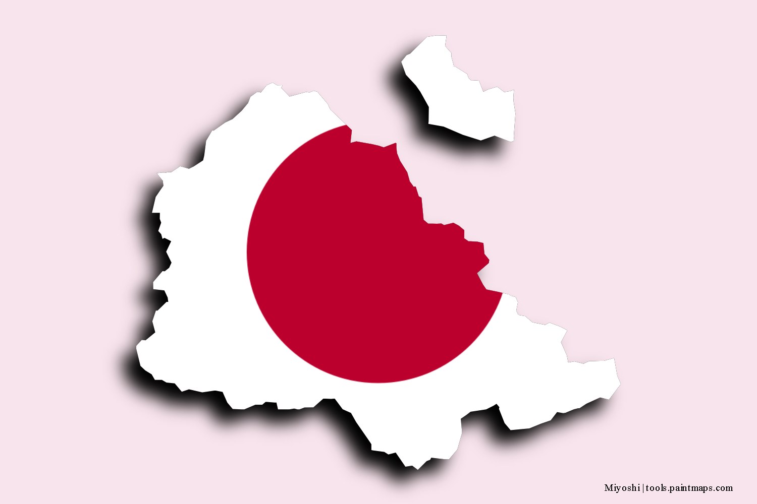 flag map of Miyoshi with 3D shadow effect