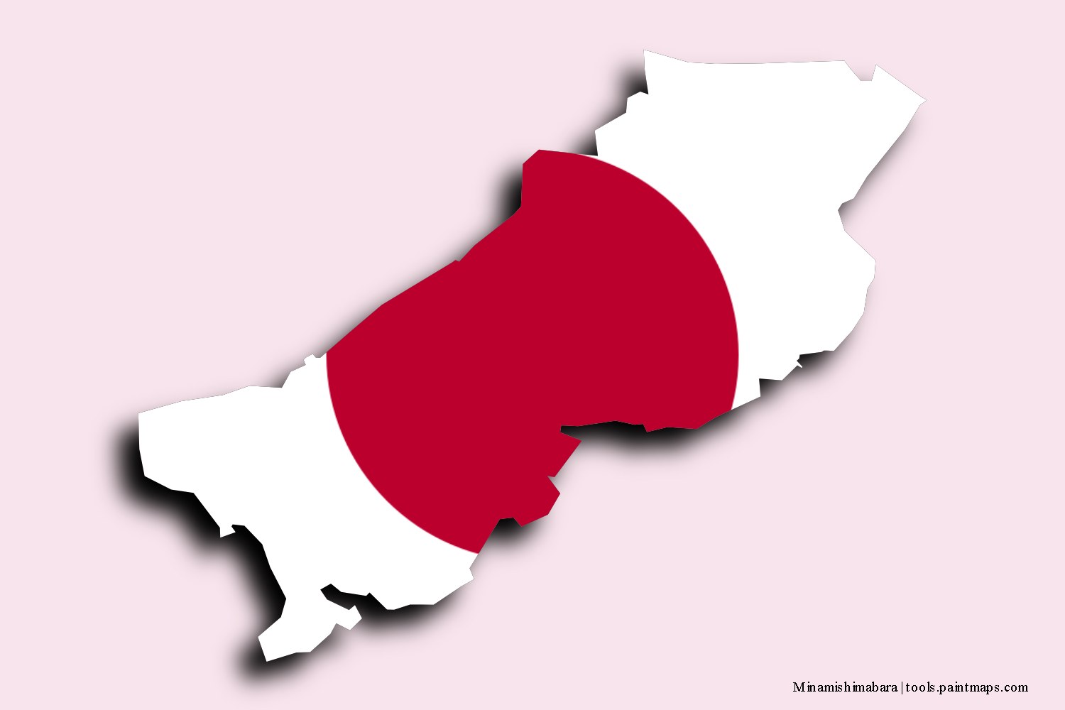 flag map of Minamishimabara with 3D shadow effect