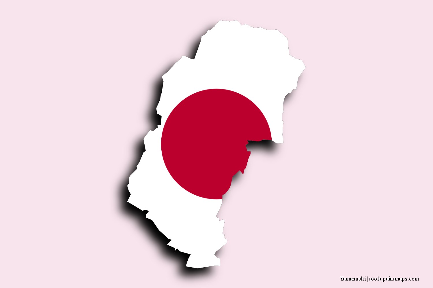 flag map of Yamanashi with 3D shadow effect