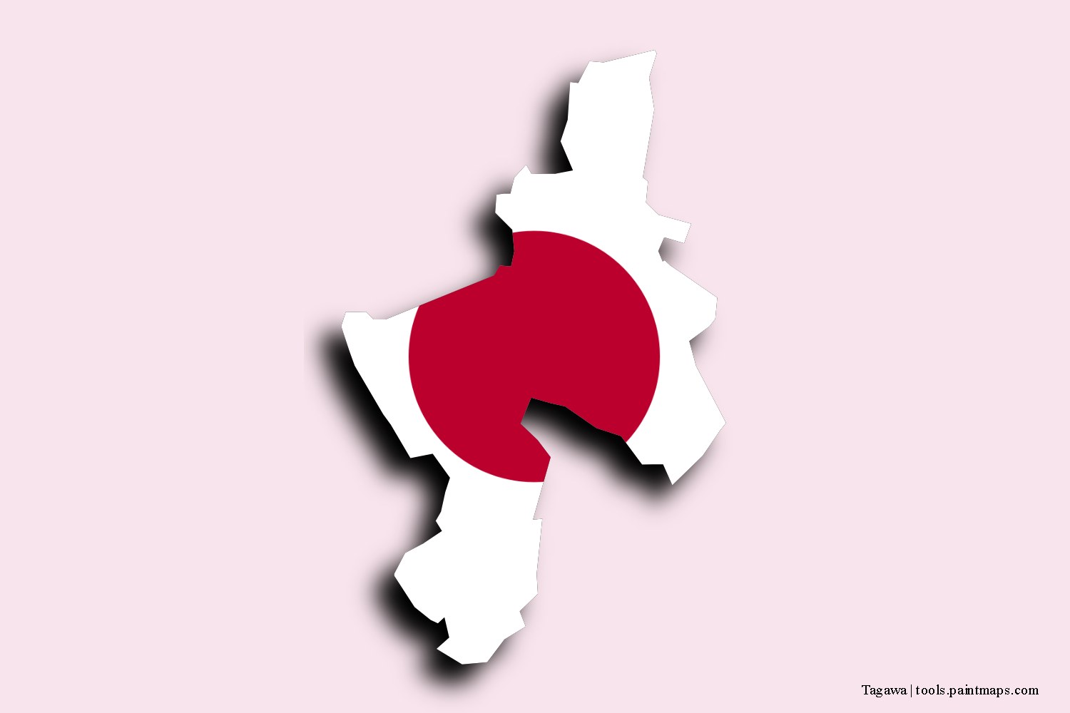 flag map of Tagawa with 3D shadow effect