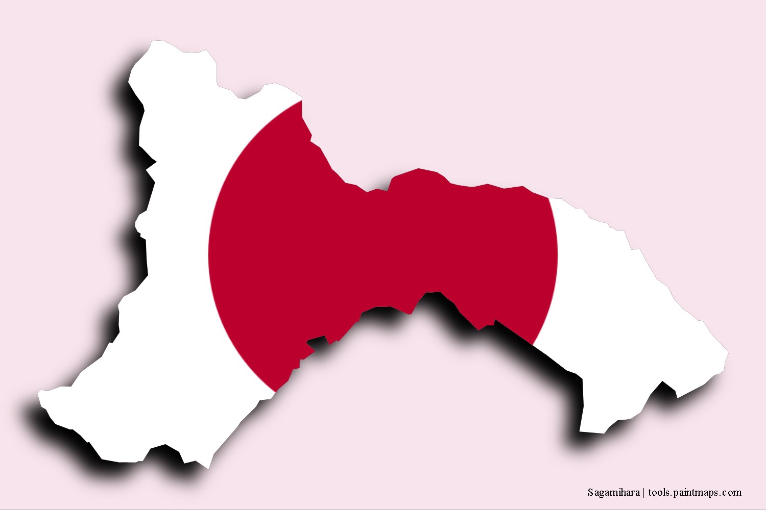 Mapa de la bandera de Sagamihara con efecto de sombra 3D