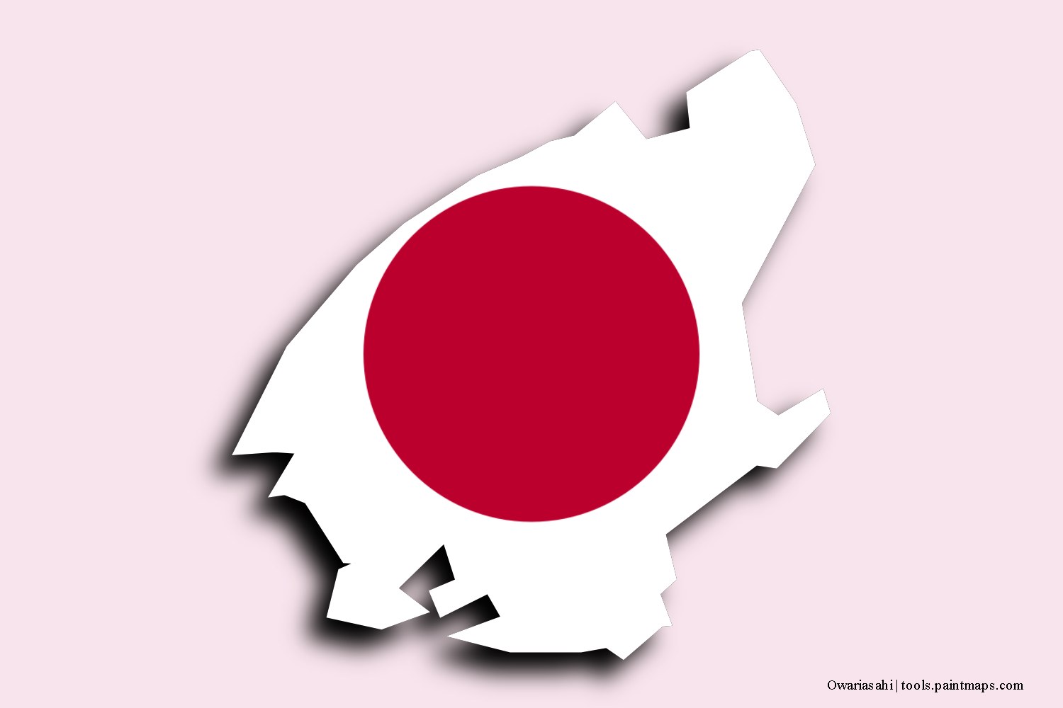 flag map of Owariasahi with 3D shadow effect