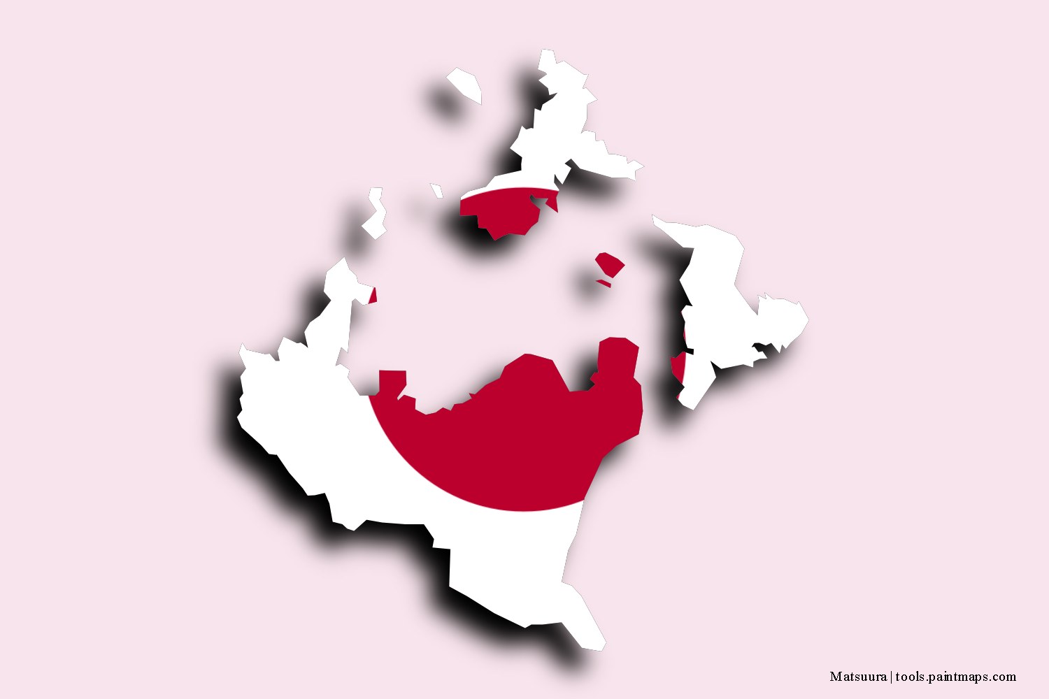 flag map of Matsuura with 3D shadow effect