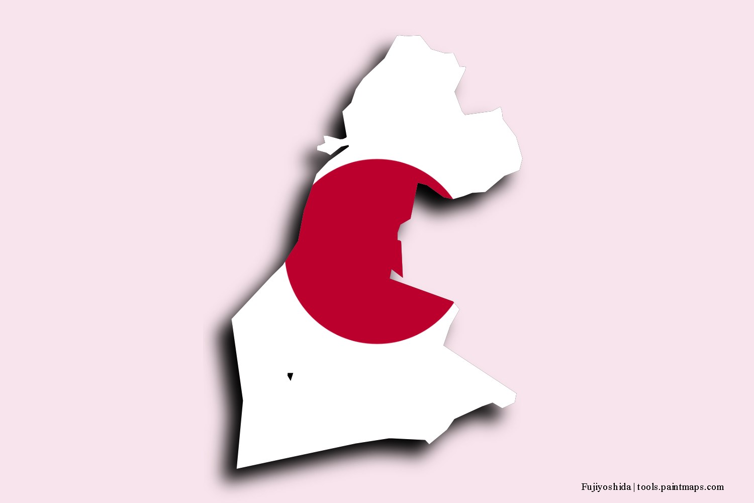 flag map of Fujiyoshida with 3D shadow effect