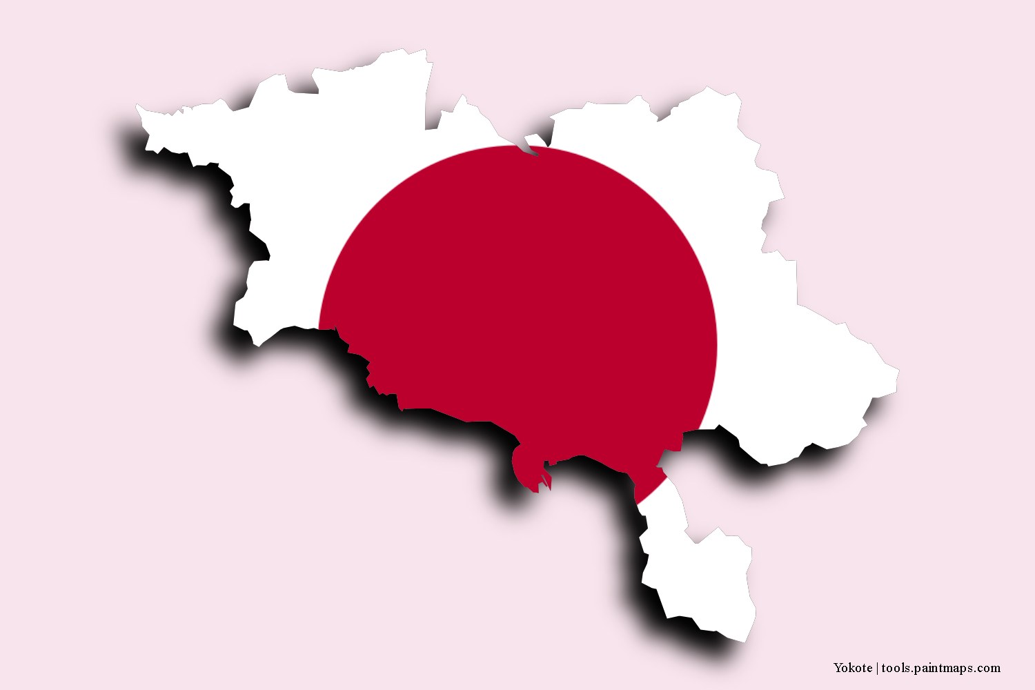 flag map of Yokote with 3D shadow effect