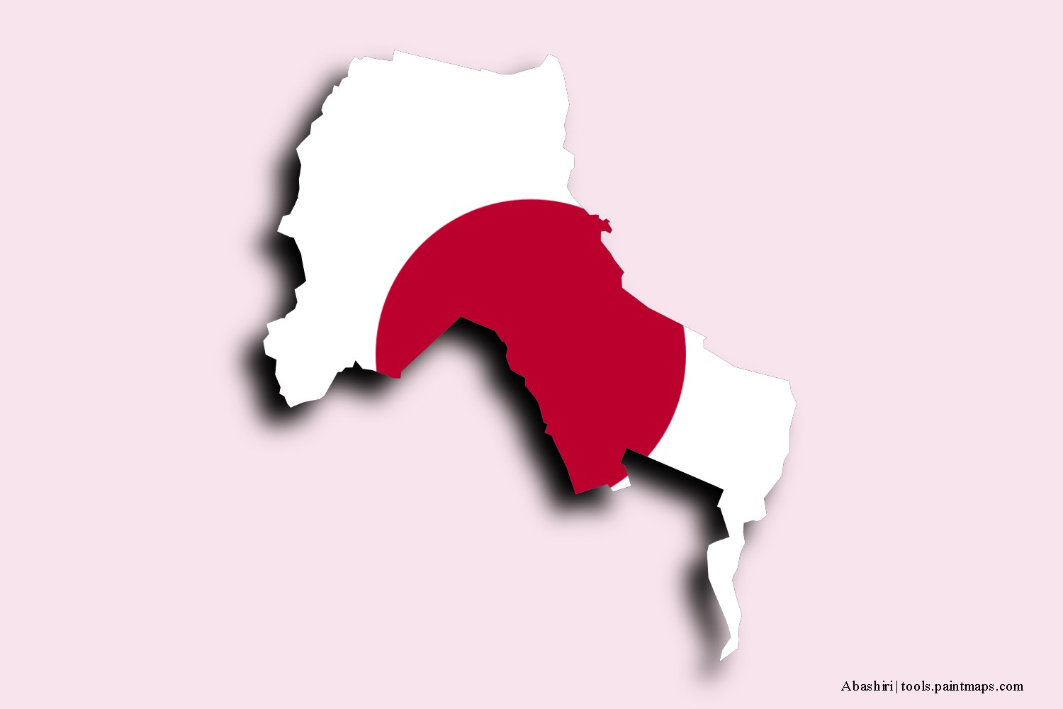 flag map of Abashiri with 3D shadow effect