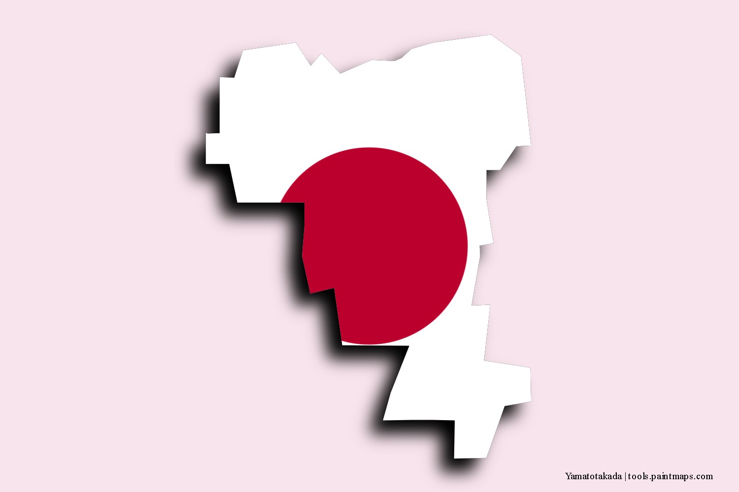 flag map of Yamatotakada with 3D shadow effect