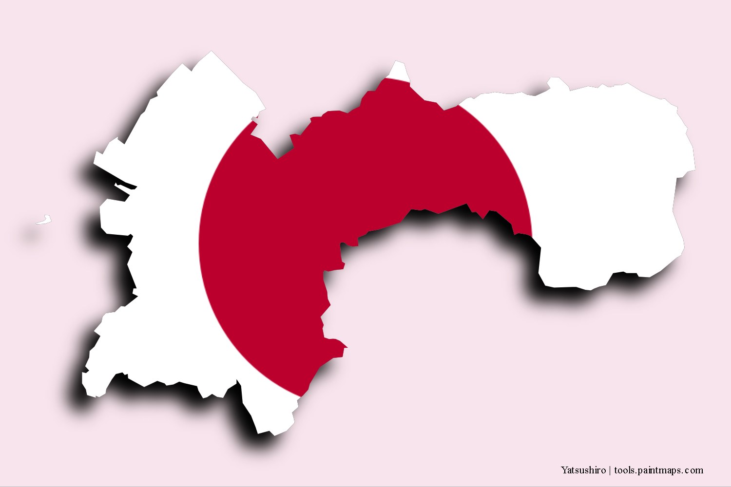 flag map of Yatsushiro with 3D shadow effect